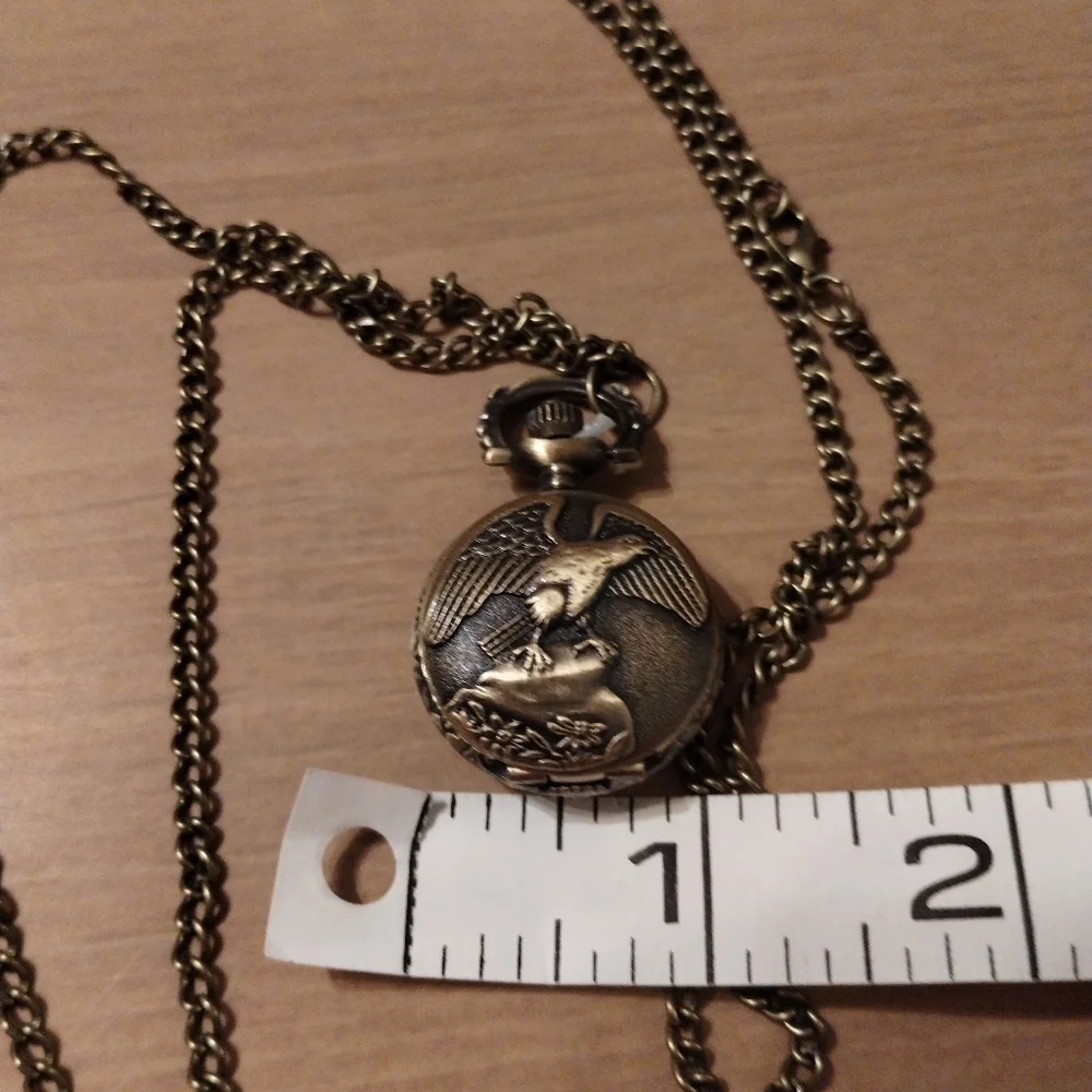 New Men's Vintage Style Mini Pocket Watch with Eagle Design